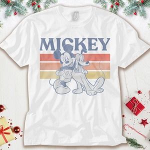 Disney Mickey And Friends Mickey Pluto Retro Line T-Shirt Unisex Adult T-shirt